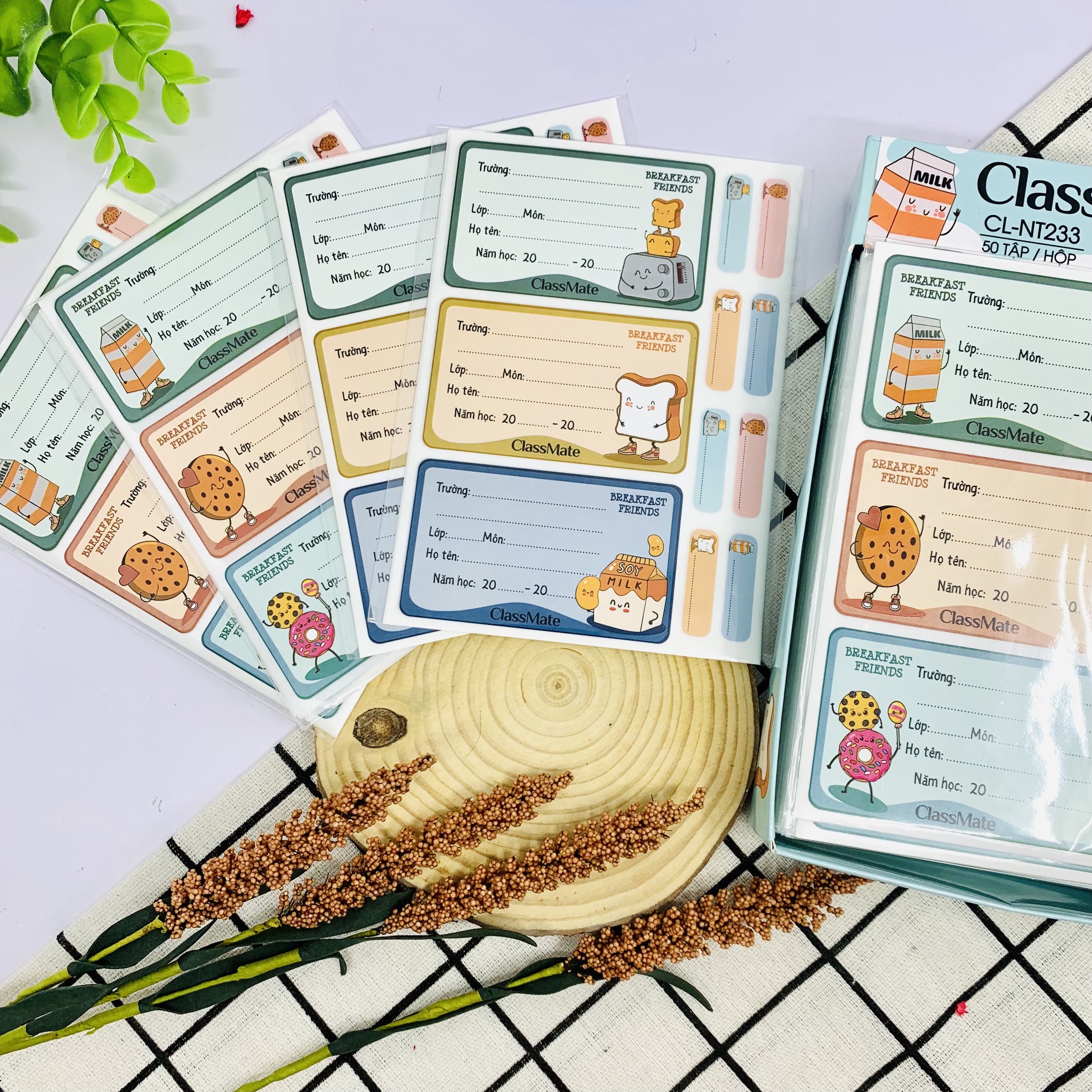 Nhãn vở có keo dán sẵn CLASSMATE Breakfast 15 Cái/Túi CL-NT233