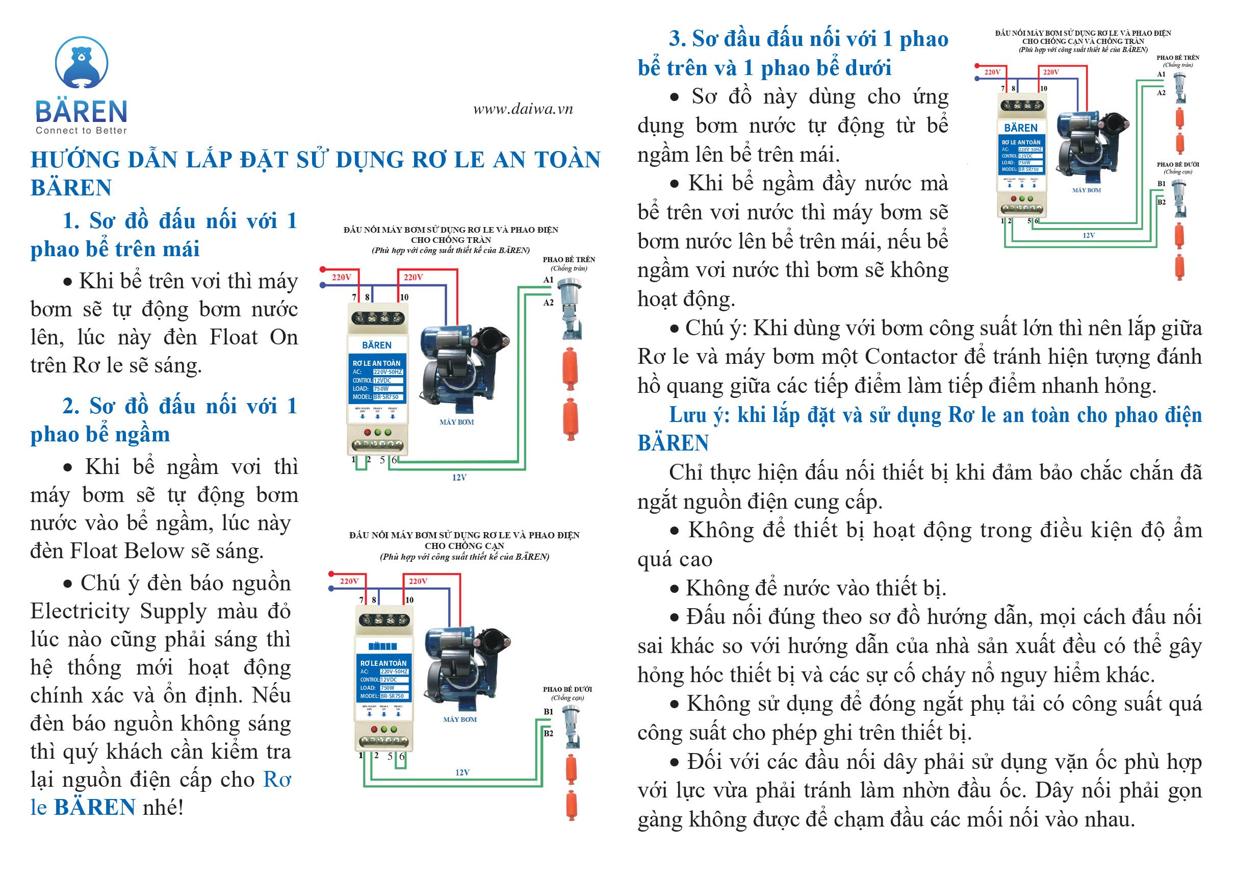 Rơ le an toàn BÄREN cho van phao điện.