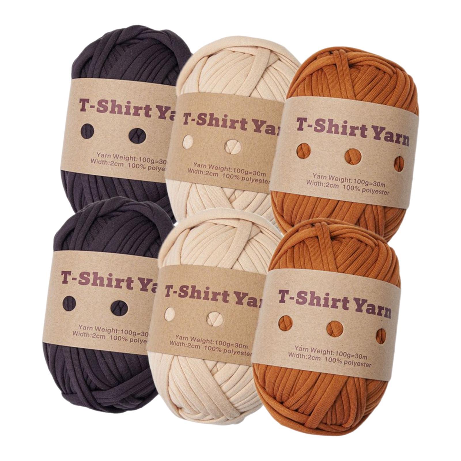 Knitting Yarn Set 6Pcs T-shirt Yarn Elastic Crocheting Projects Chunky Yarn Spaghetti Yarn for Bags Throw Blanket Crochet Carpets Home Decor