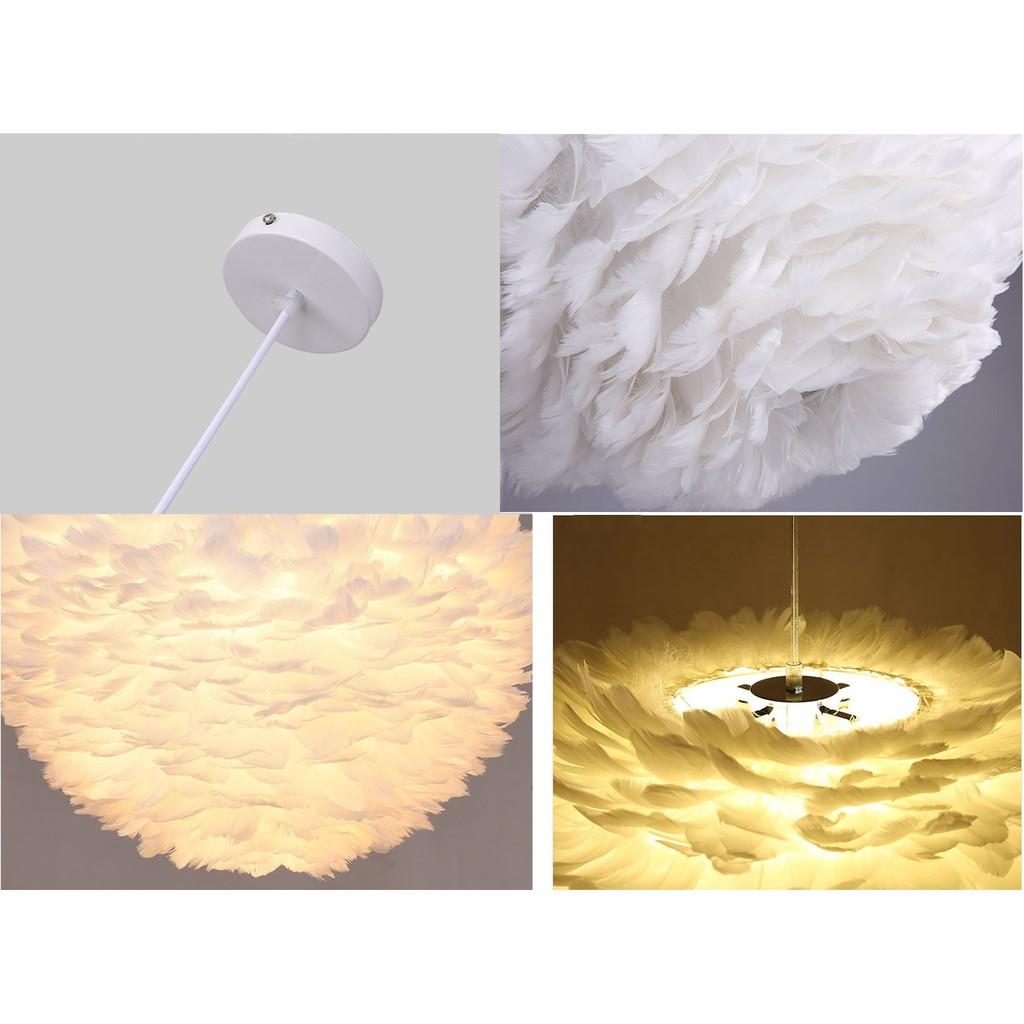 Đèn chùm ERVAI lông vũ cao cấp, hiện đại, sang trọng loại 45cm với 3 chế độ ánh sáng - kèm bóng LED chuyên dụng.