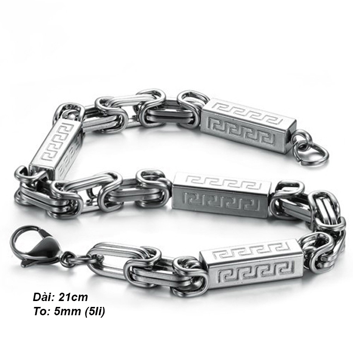 Lắc tay nam kiểu xích to 5li cá tính MVT058-1 Không đen không gỉ sét