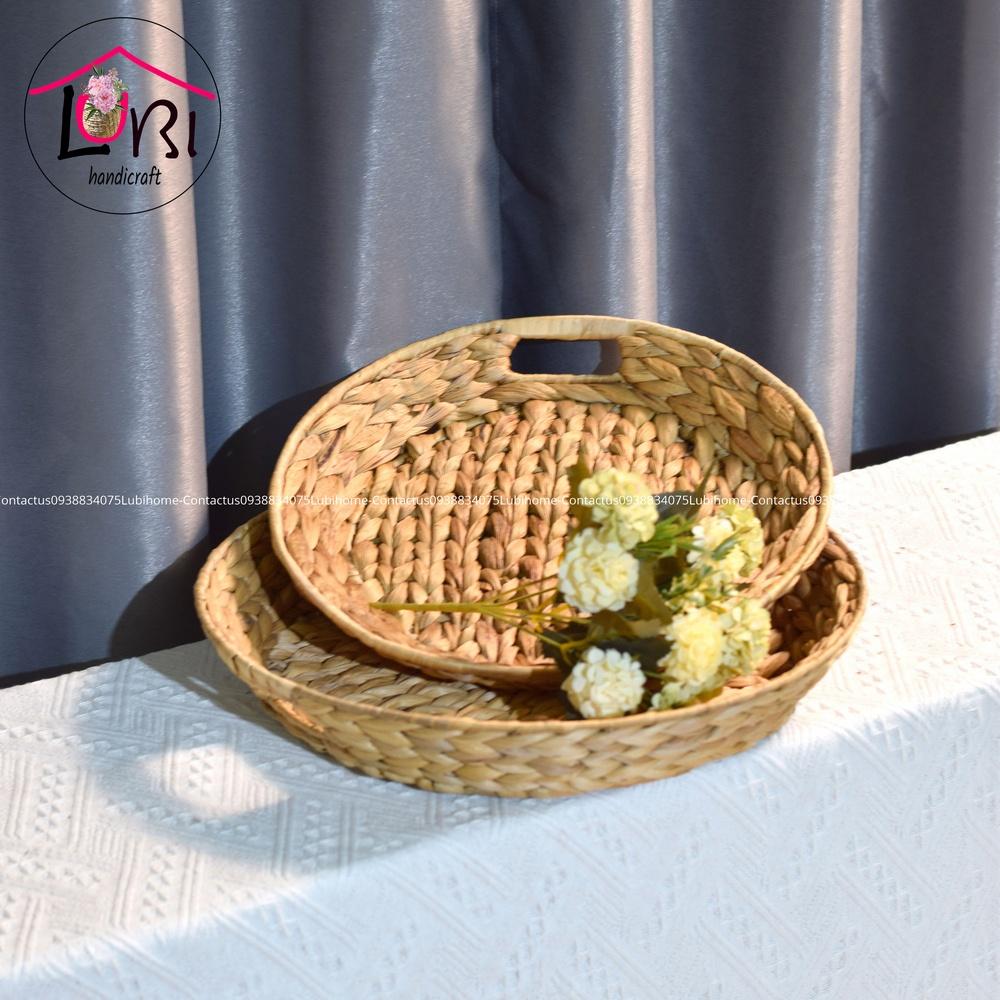 Lubihandicraft - Khay đựng đồ đan lục bình tròn - đẹp, sang trọng