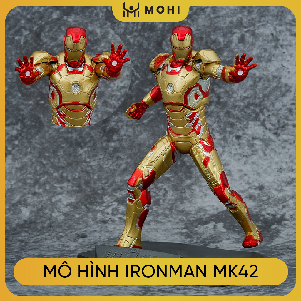 [CÓ BOX] - Mô Hình Marvel Ironman MK42 siêu chất, cao 19cm - Figure Ironman - Hộp đẹp