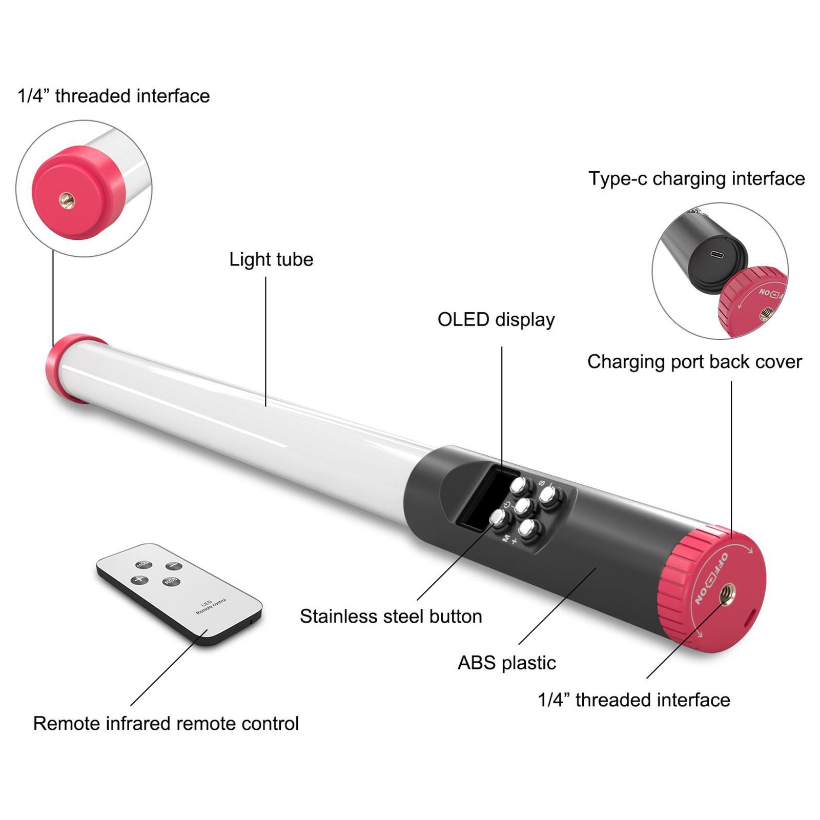 RGB Handheld LED Video Light Remote Control USB Rechargeable Tube Lights