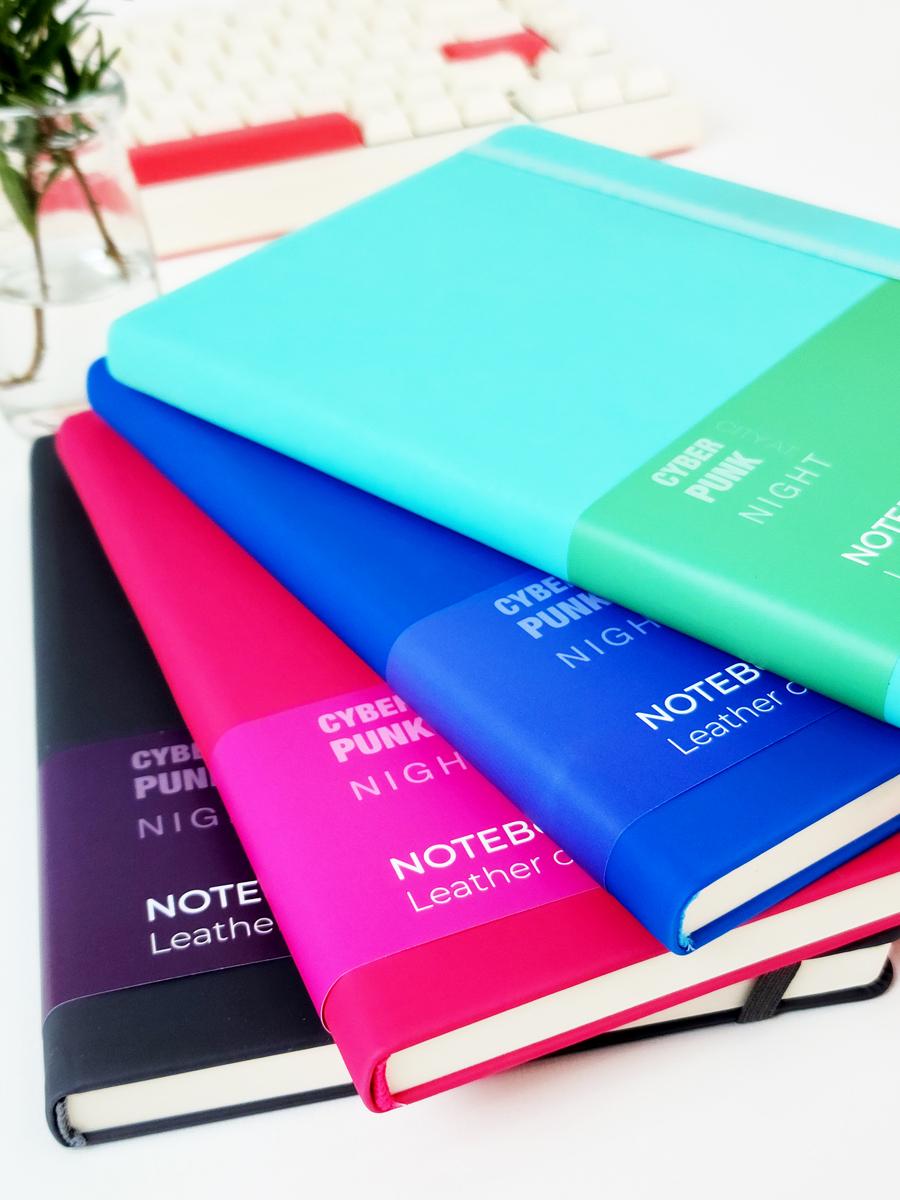 Sổ Bìa Da A5 - Kẻ Ngang 200 Trang 80gsm - Cyber Punk - The Sun 02 - Màu Xanh Mint