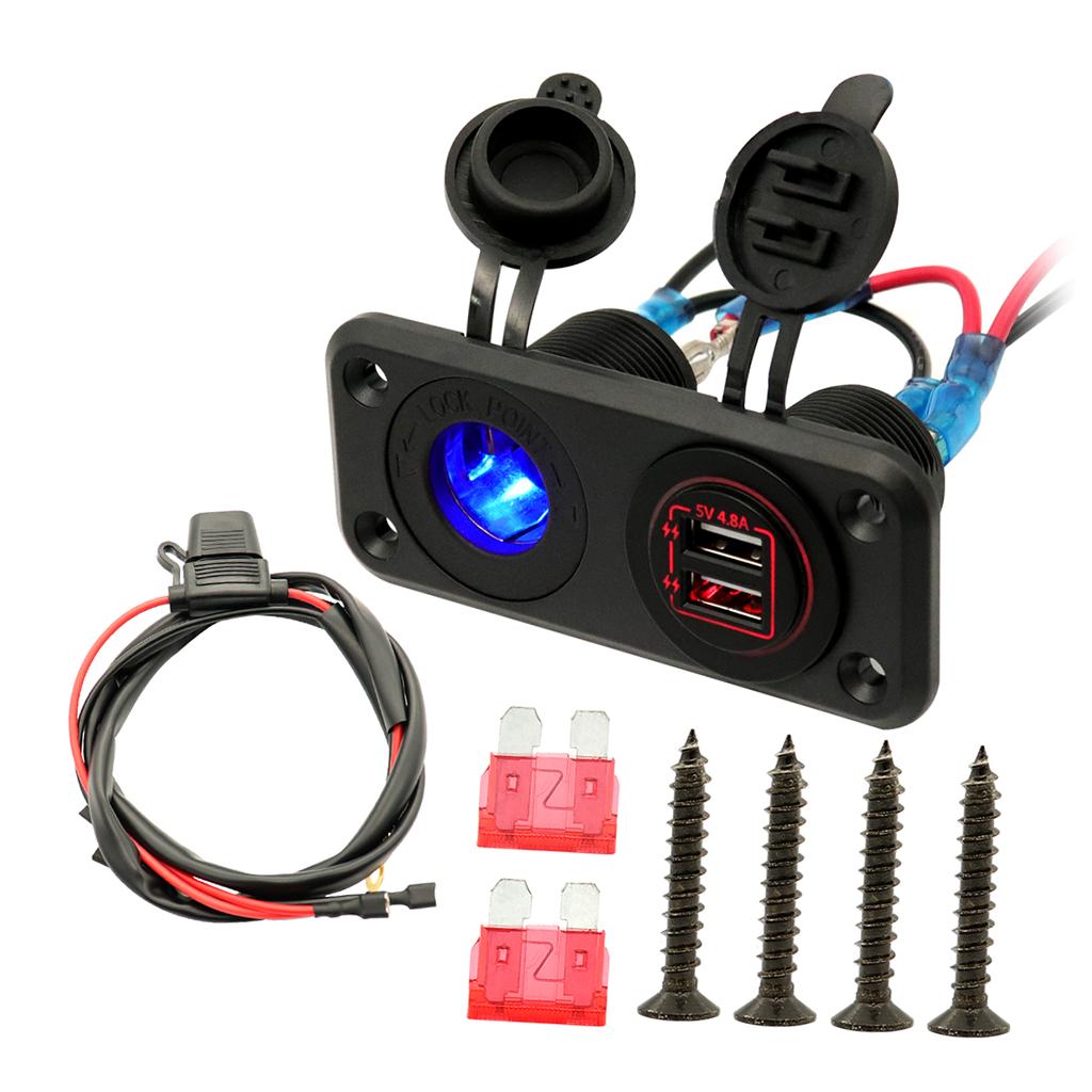 Car Marine Charger 12V/24V Waterproof Dual USB Fast Charger Socket Power Outlet