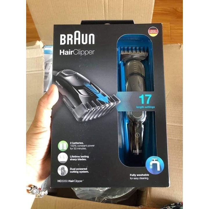 Máy Tông Đơ Cắt Tóc Cạo Râu Braun HC5050, Cạo Ướt Và Cạo Khô, Vệ Sinh An Toàn Dưới Nước, Pin Kép Mạnh Mẽ, Nhập Đức