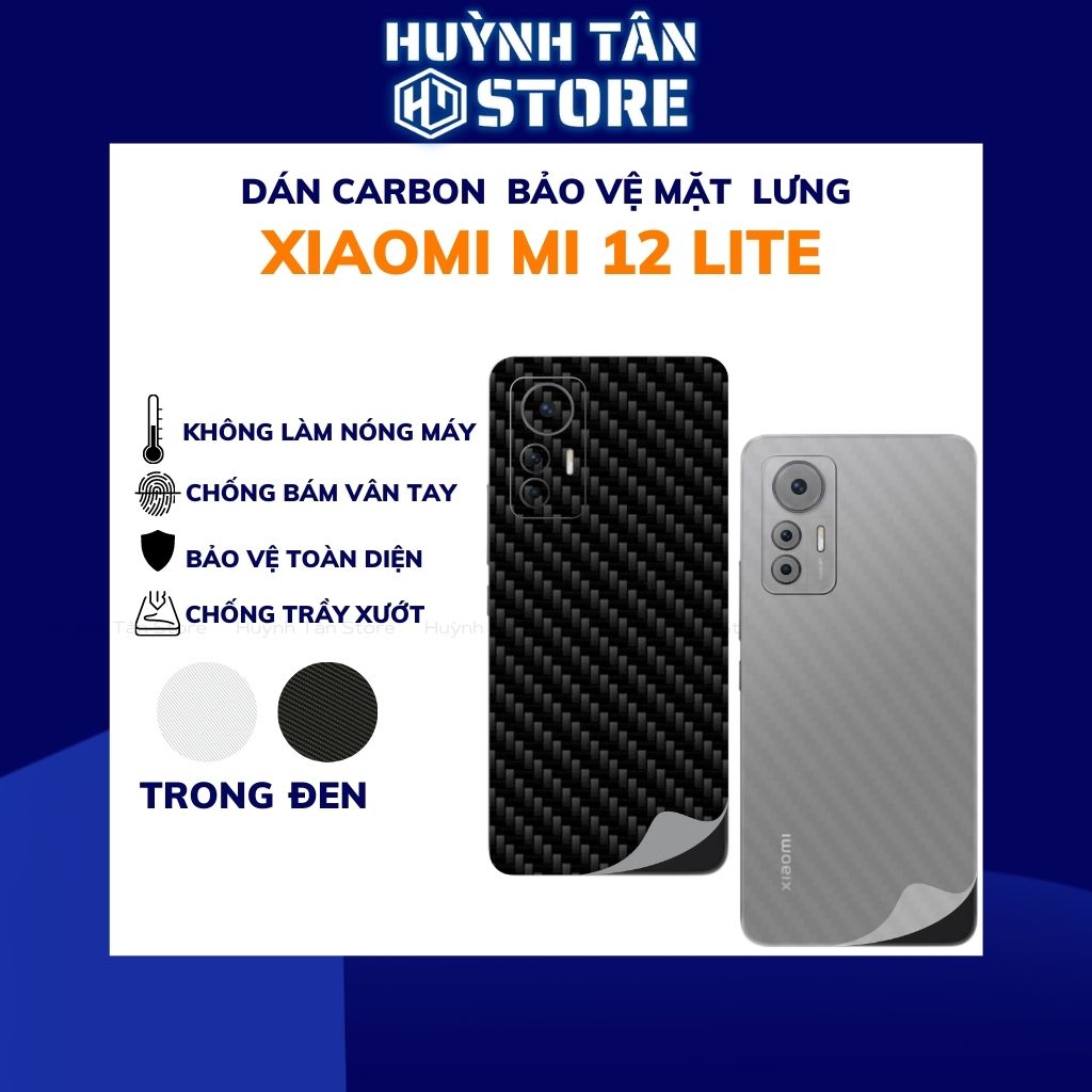 Miếng dán mi 12 lite carbon trong và đen chống trầy xướt chống bám vân tay phụ kiện điện thoại huỳnh tân store