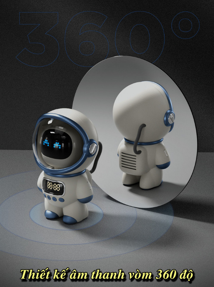 Loa Bluetooth Astronaut AI DODO Kiêm Báo Thức, Đèn Ngủ, Led Nhảy Theo Nhạc, Pin 1800mAh - Home and Garden