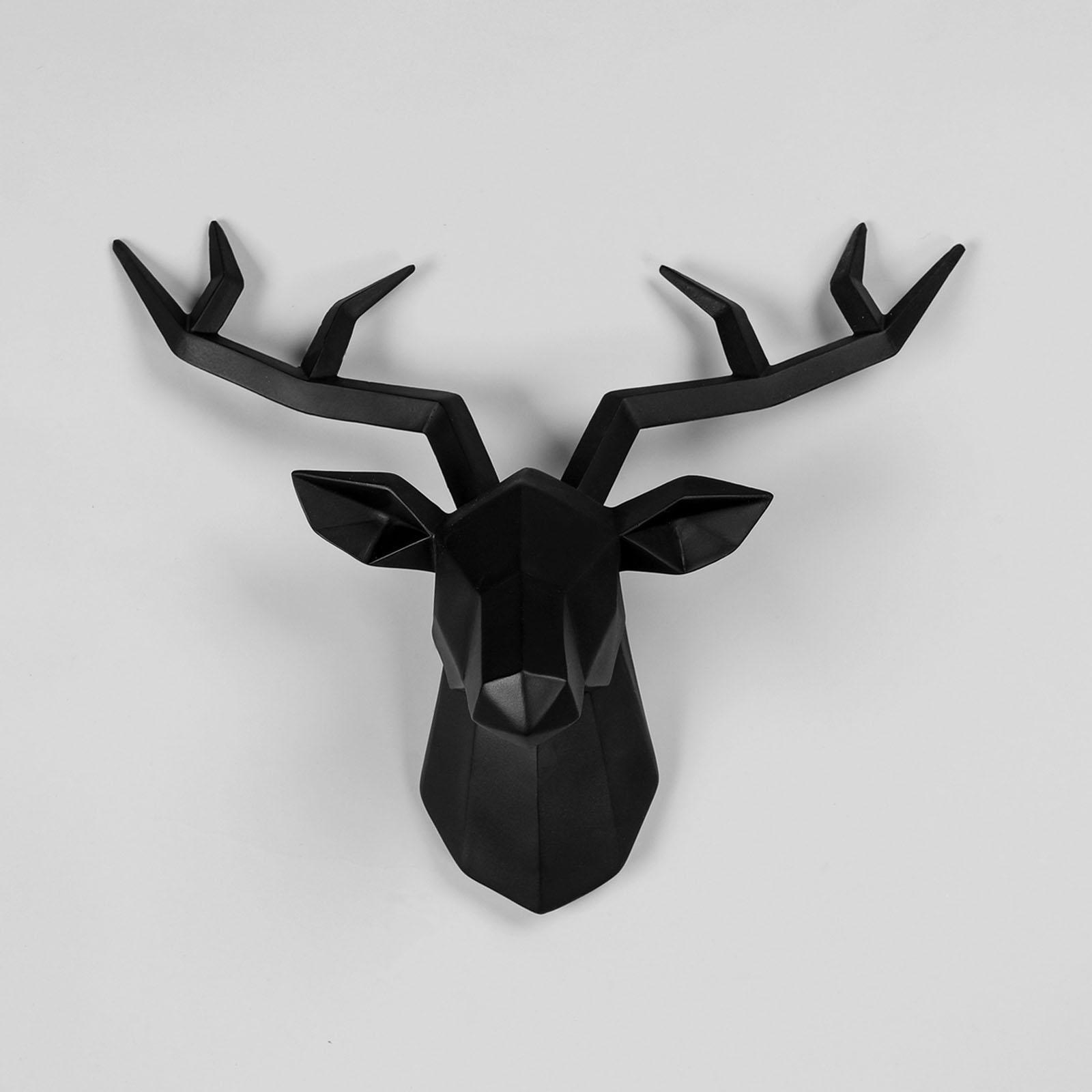 2x Resin Deer Head Sculpture Wall Mount Animal Statues Figurines Decor