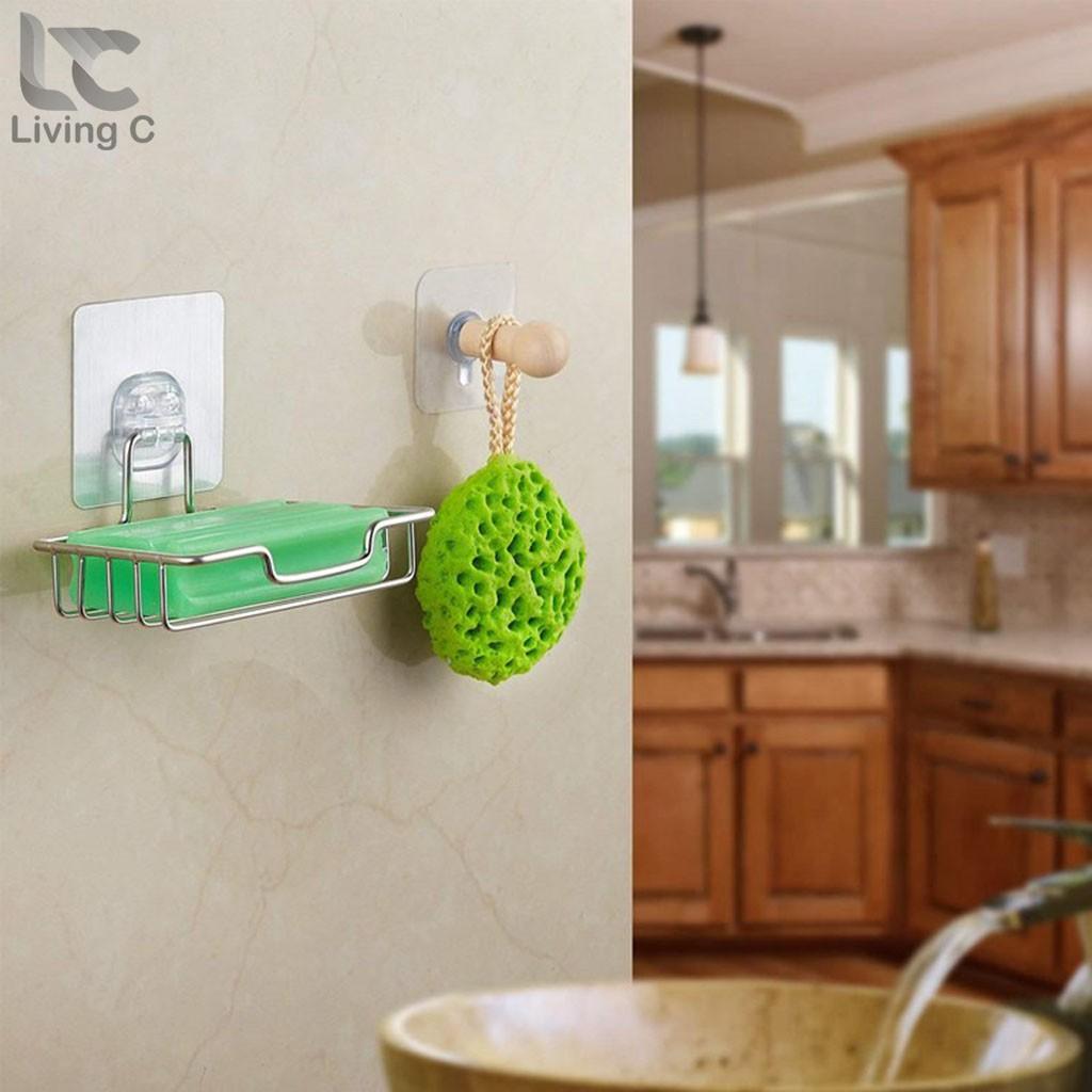 Khay Kệ Inox dán tường để xà phòng, xà bông phòng tắm siêu dính hàng đẹp
