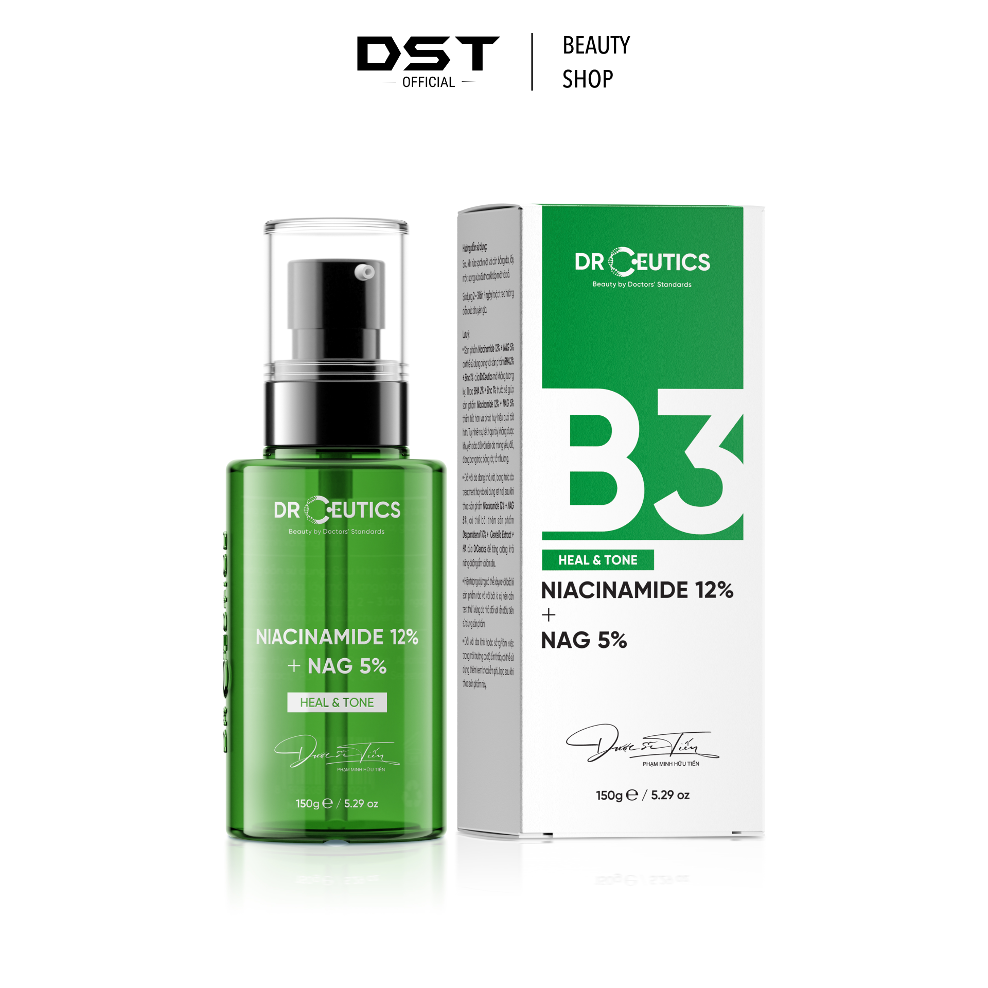 Tinh Chất Vitamin B3 DrCeutics Niacinamide 12% + NAG 5% Giảm Thâm Sáng Da Kiềm Dầu LIMITED VERSION (150g)