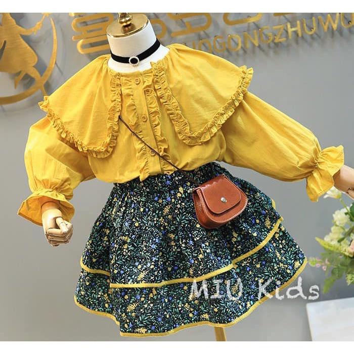 Set váy áo thô hoa nhí tiểu thư cho bé gái