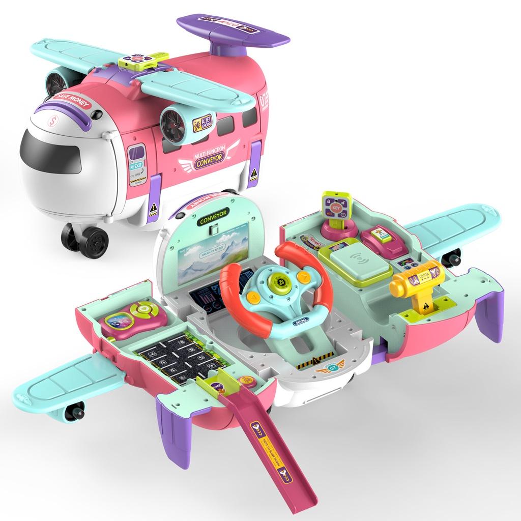 (tặng pin) Bộ đồ chơi máy bay biến dạng đa năng 3in1 có âm thanh cho bé vui chơi sáng tạo