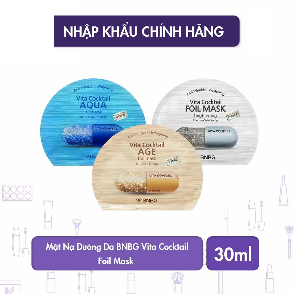 Combo 10 Mặt nạ dưỡng da BNBG Vita CocktailFoil Mask 30ml x10 (Instensive Lifting, Instensive Brightening, Instensive Moisturizing)