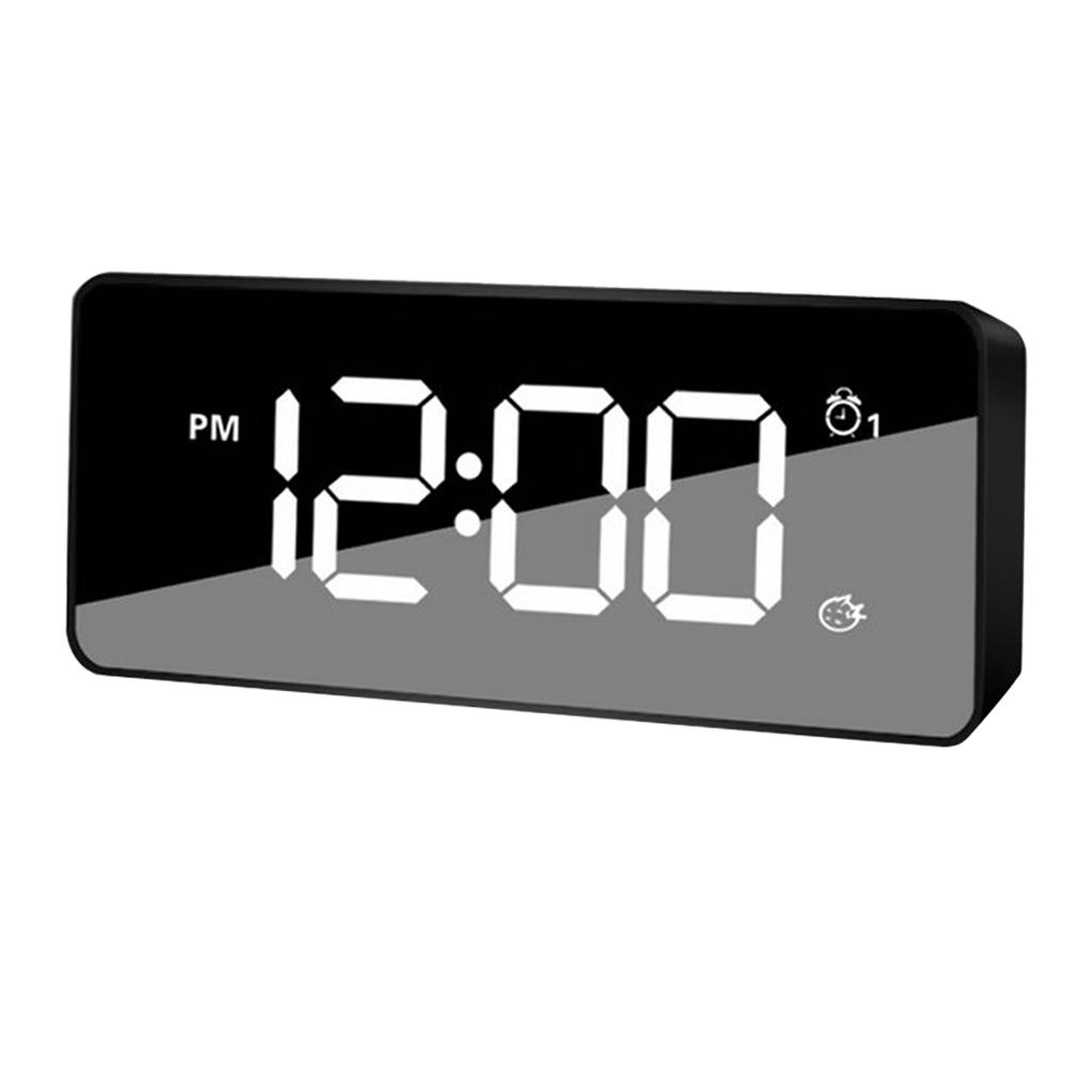 Dual USB Digital LED Clock Snooze Mirror Alarm Clock Time Backlight, for Bedroom Office Travel - Also Battery Powered