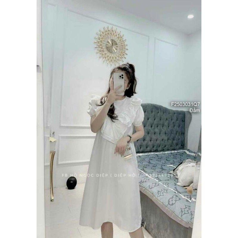 Đầm baby doll dáng suông, bèo ở cổ