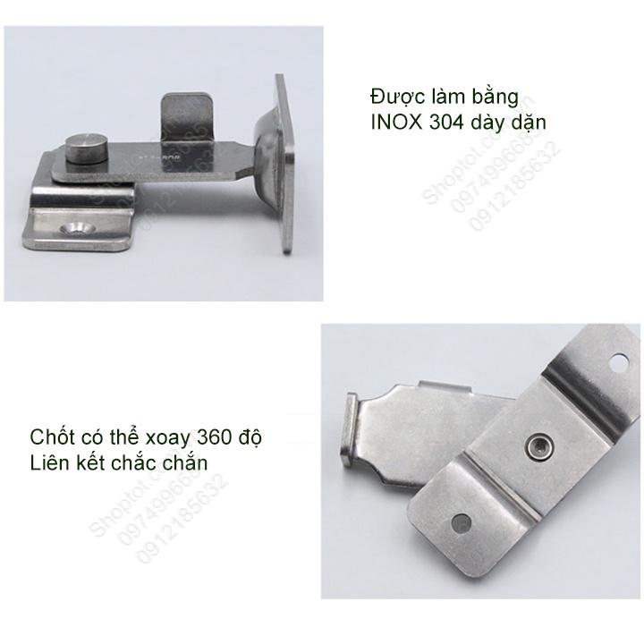 Chốt cửa trượt làm bằng inox 304, loại nhỏ, góc 90 độ