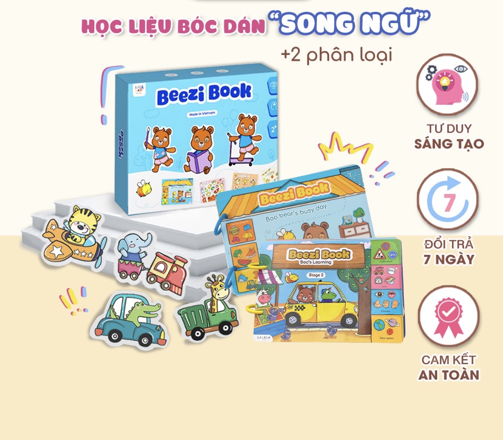 Học liệu bóc dán Busy Book cho bé Lalala Baby nhiều chủ đề đa dạng, song ngữ Anh Việt
