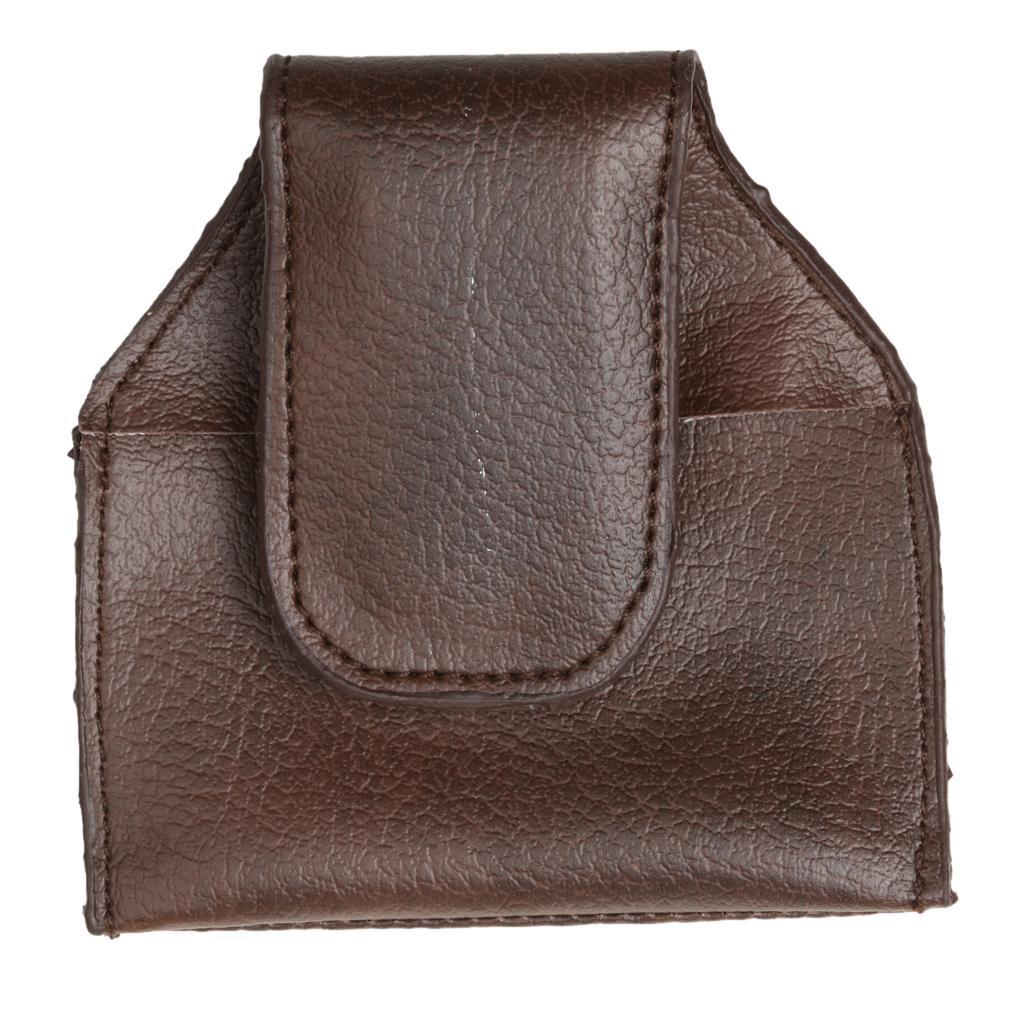 4x Billiard Snooker Pool Cue PU Leather Chalk Holder Pouch Bag Clip Coffee