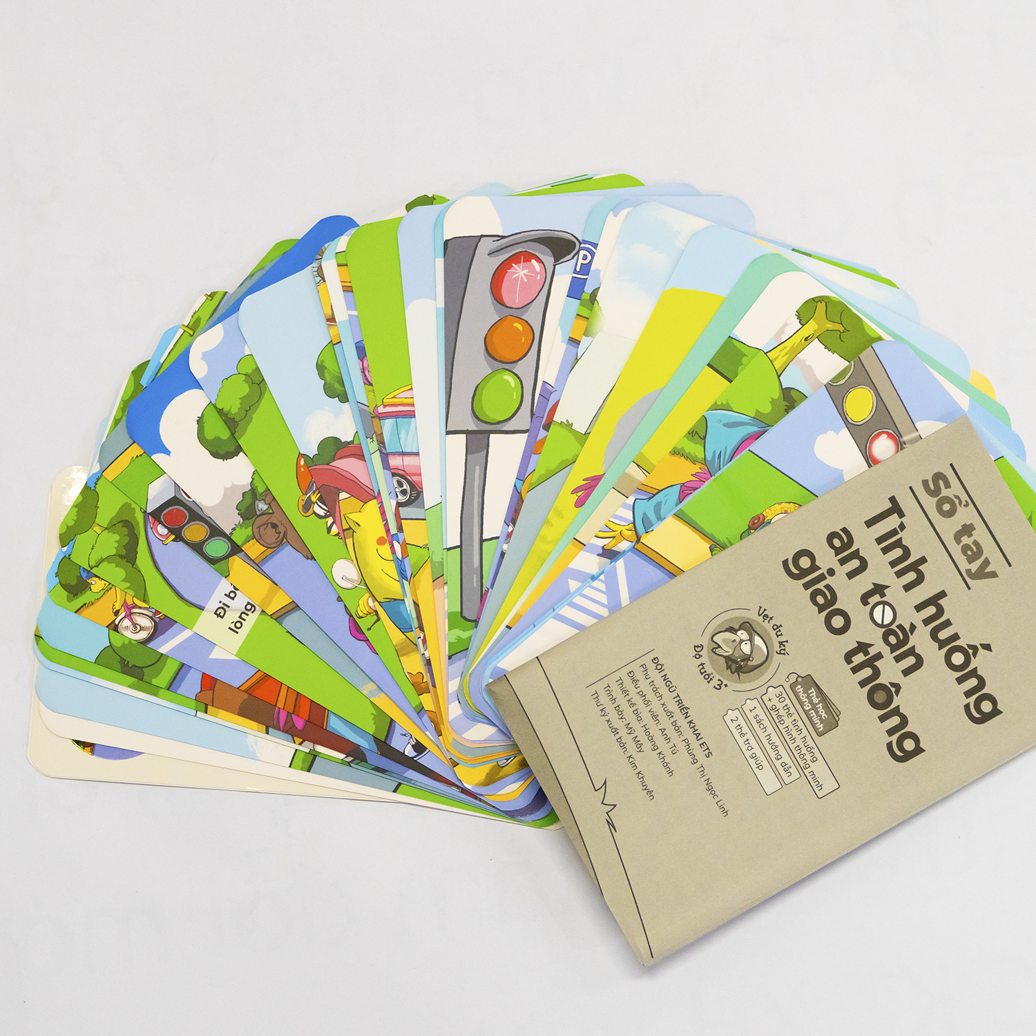 Bộ Thẻ học Thông minh cho Bé: 60 Thẻ Flashcards chủ đề: Học Biển An Toàn + Tình Huống An Toàn Giao Thông