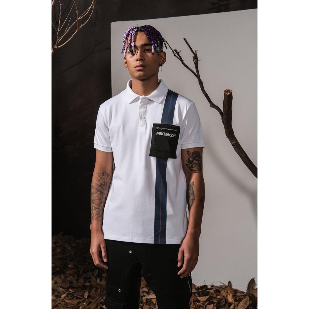 Áo thun có cổ unisex Stripe Polo Trắng
