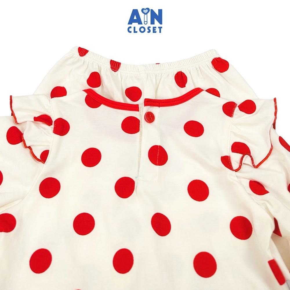 Bộ quần áo Dài bé gái họa tiết Bi Đỏ thun cotton - AICDBGYEBEYM - AIN Closet