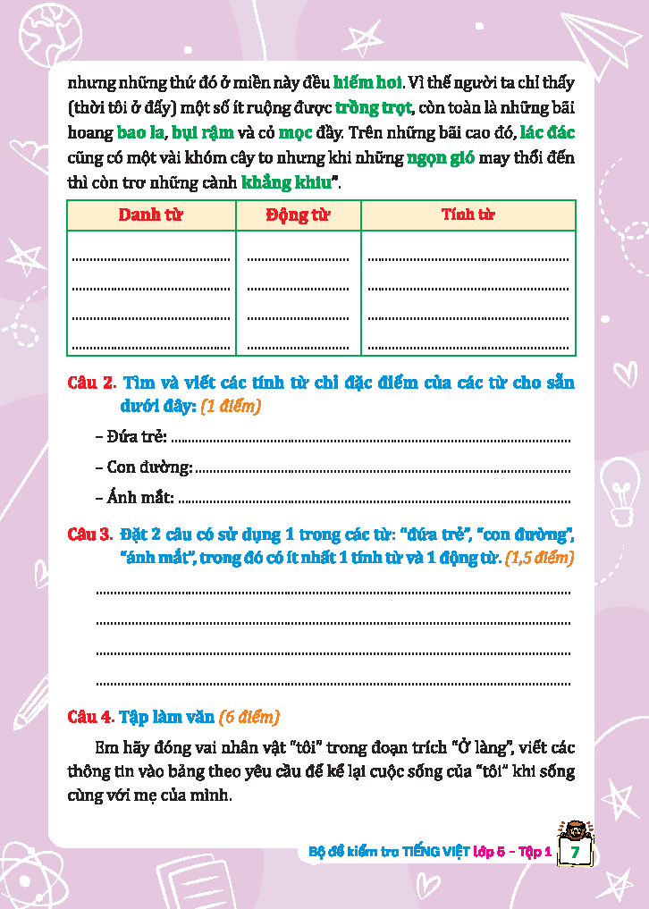 Bộ Đề Kiểm Tra Tiếng Việt 5 - Tập 1 (Kết Nối) (Sách Màu)