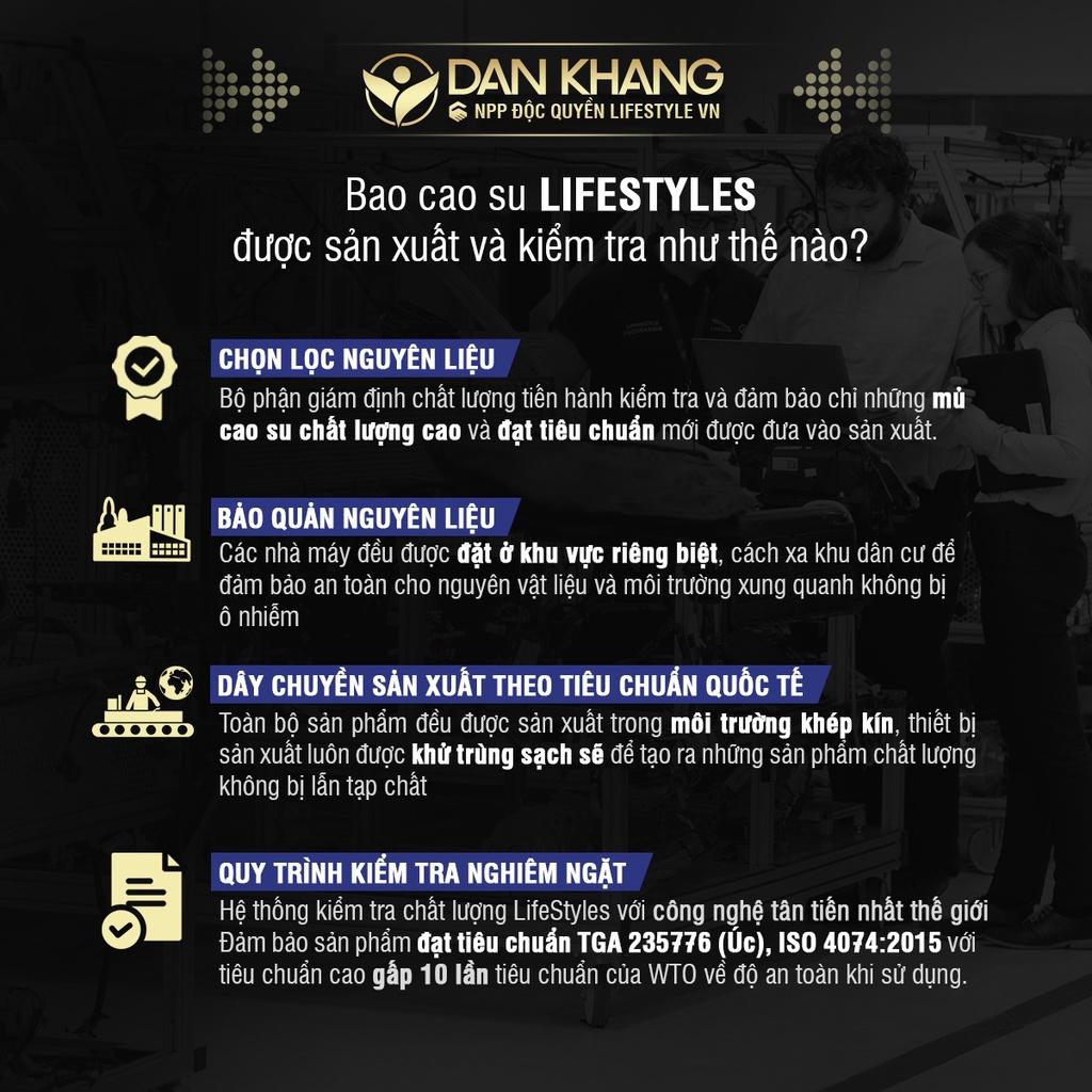 Bao cao su LifeStyles Fantasy Gân Ngang, Nhiều Gel Bôi Trơn tăng Khoái Cảm - Hộp 12 bao