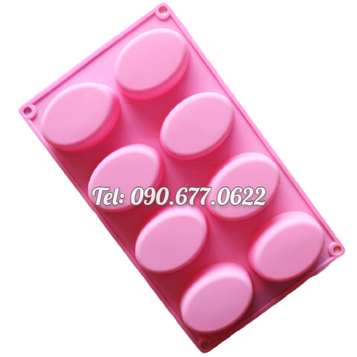 Khuôn silicone làm bánh, rau câu 8 hình Oval - Mã số 1052