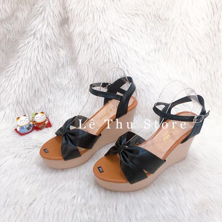 Giày cao gót 9 phân đế xuồng bản chéo nơ siêu nhẹ LT