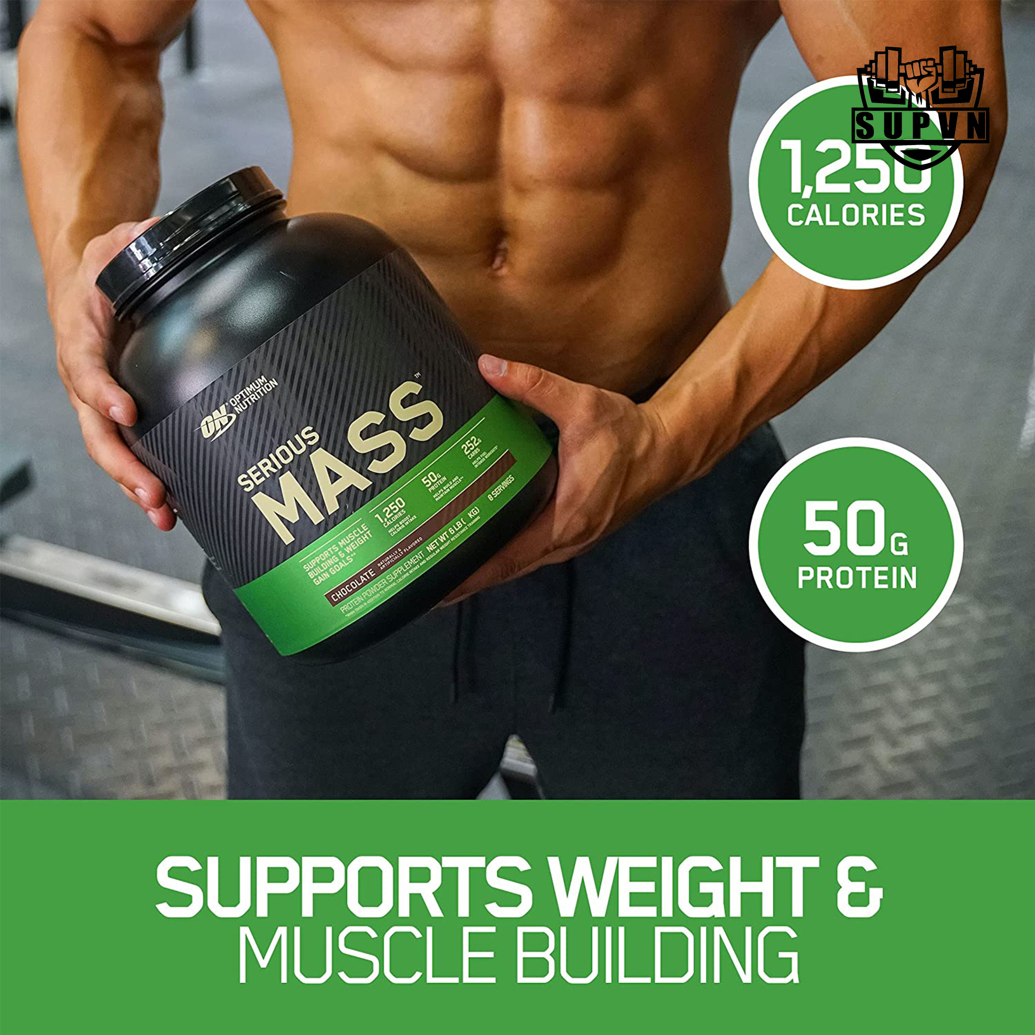 Serious Mass On 6lbs - Sữa tăng cân tăng cơ giàu dinh dưỡng dành cho người gầy - Optimum Nutrition Serious Mass Weight