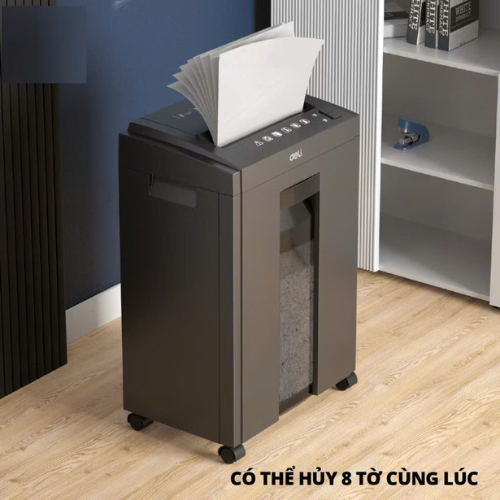 Máy Hủy Tài Liệu Deli 23 Lít ET054 Công Suất Lớn 180W Hủy Giấy Tờ Card Cho Doanh Nghiệp Văn Phòng