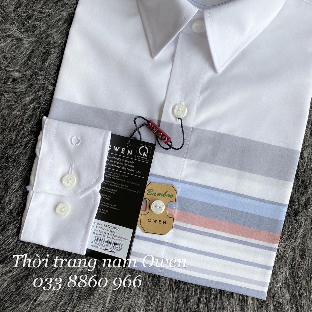 OWEN - Áo Sơ mi dài tay Slimfit Owen chất sợi tre kẻ ngang 220167