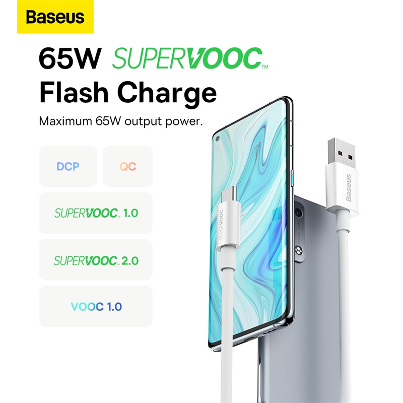 Cáp Sạc Baseus Superior Series (SUPERVOOC) Fast Charging Data Cable USB to Type-C 65W (Hàng chính hãng)