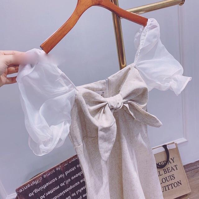 Đầm Bố Phối Bóng Kiếng dáng xòe xt
