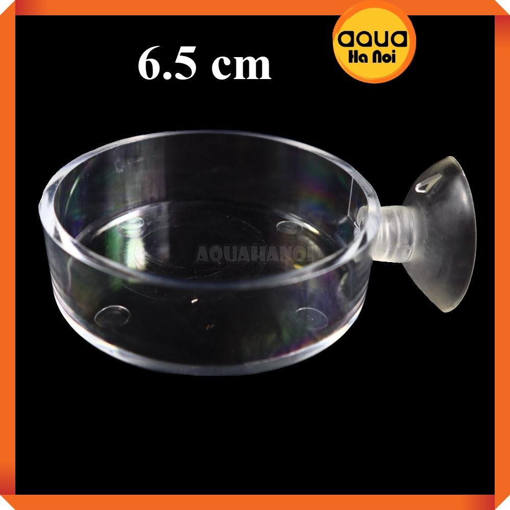 Chén đĩa Acrylic cho cá tép ăn - Có hít kính thành hồ - Hình tròn/vuông - 6.5 cm
