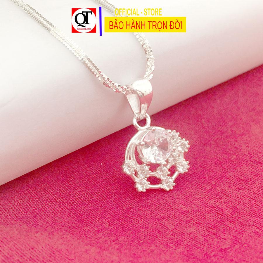 Dây chuyền nữ giá rẻ mặt dây phong cách trẻ trung đính đá zico cao cấp chất liệu bạc ta trang sức Bạc Quang Thản - QTBTS