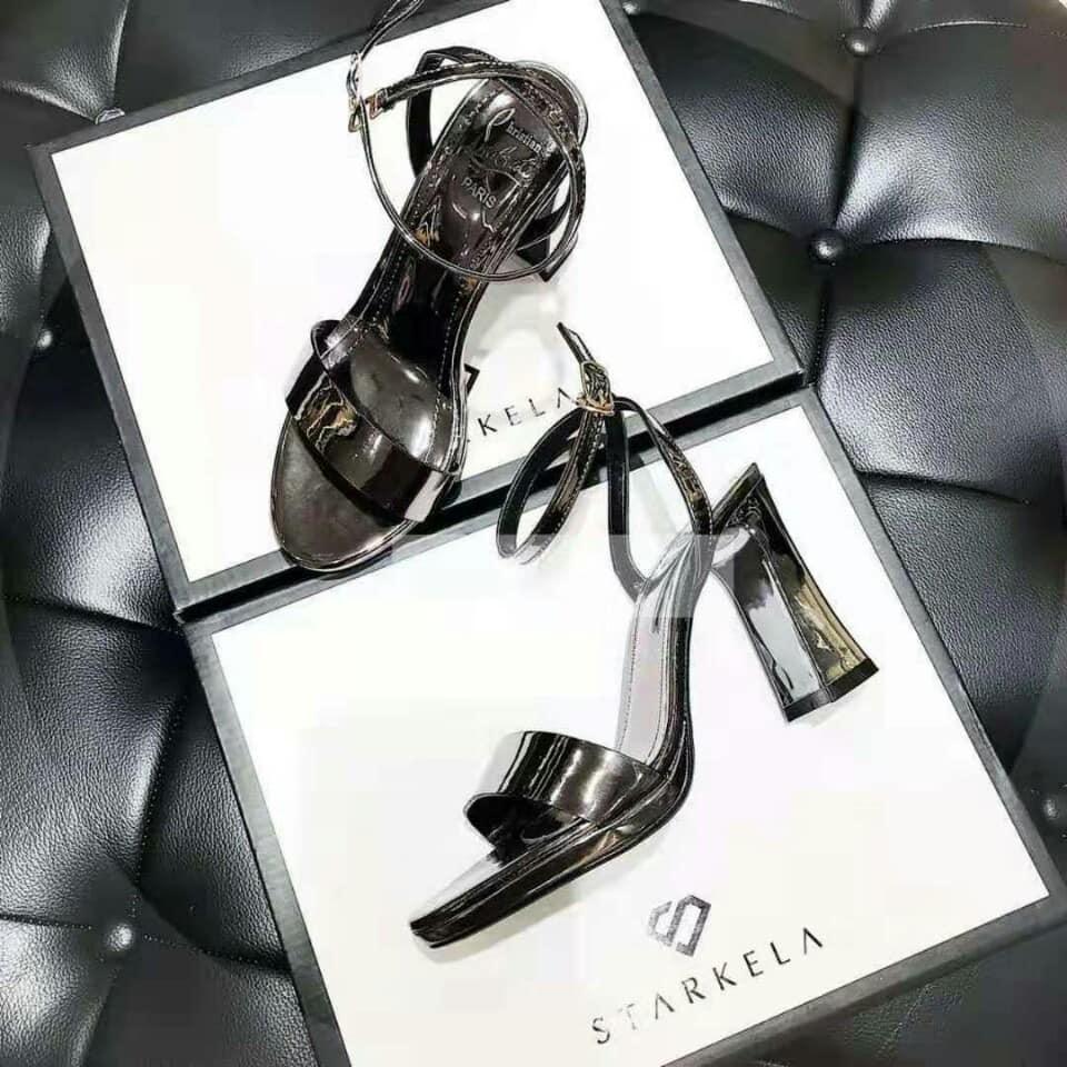 Dép sandal cao gót loe 9 phân da bóng công sở tôn chân siêu dễ đi mẫu hot hit