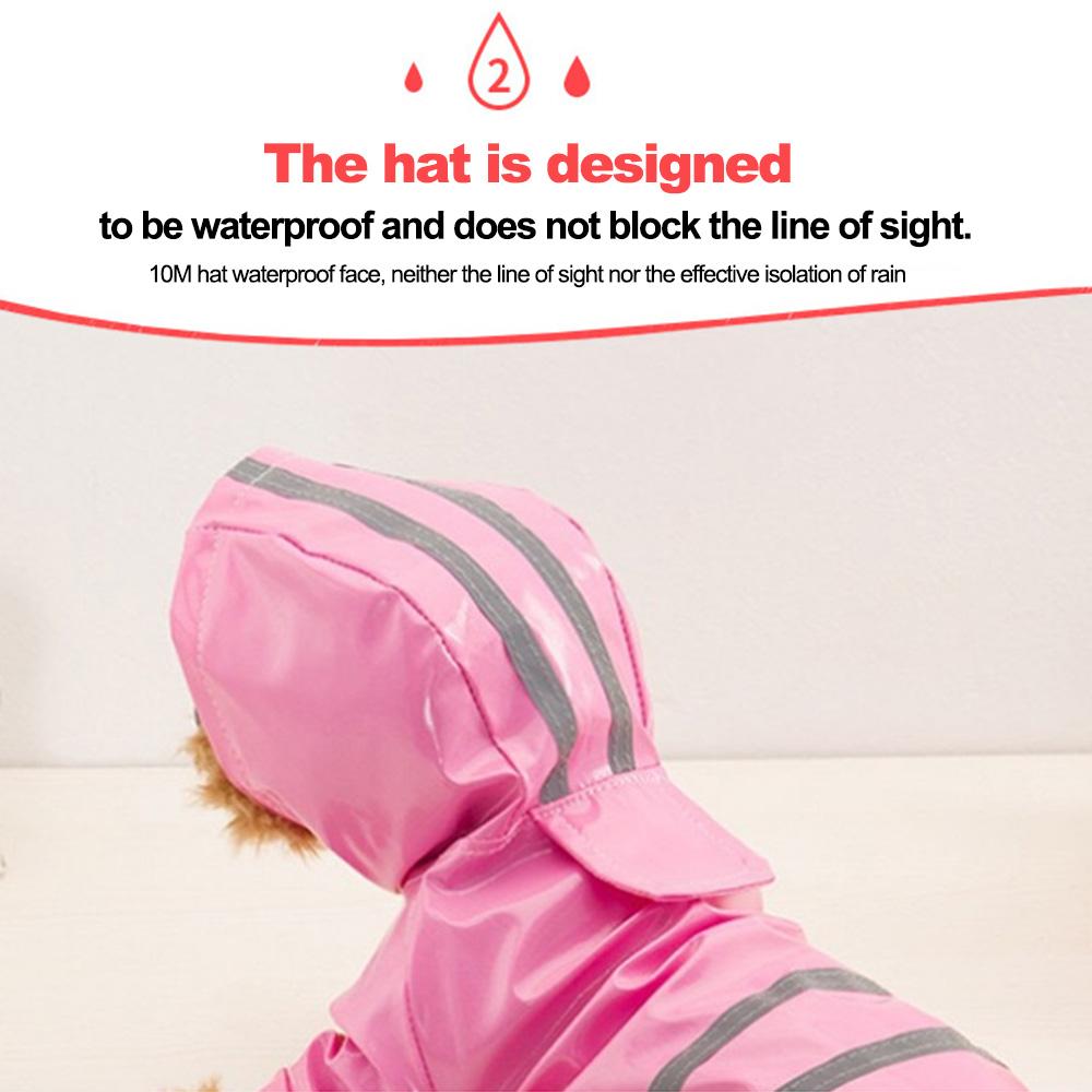 Pet Dog Reflective Raincoat Dog Rain Jacket With Hood Dog Rain Poncho 100% Waterproof Grey Reflective Stripe for Pet