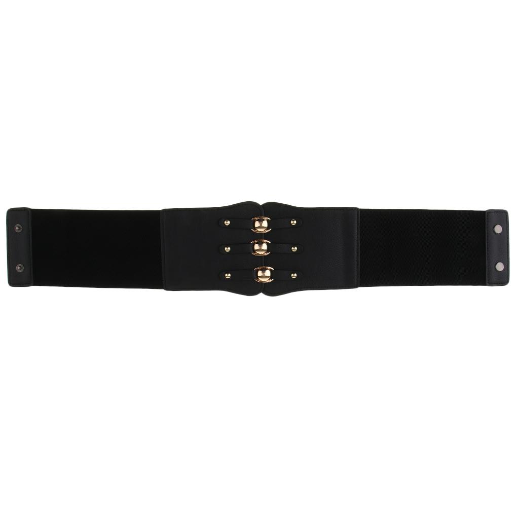 2xWomen Vintage Leather Wide Waist Belt Cincher Elastic Band Corset