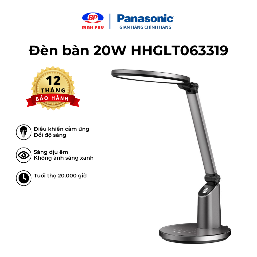 Đèn Để Bàn đổi màu 20W Panasonic HHGLT063319 Chip Led RG0, không ánh sáng xanh, an toàn cho mắt, điều chỉnh độ sáng