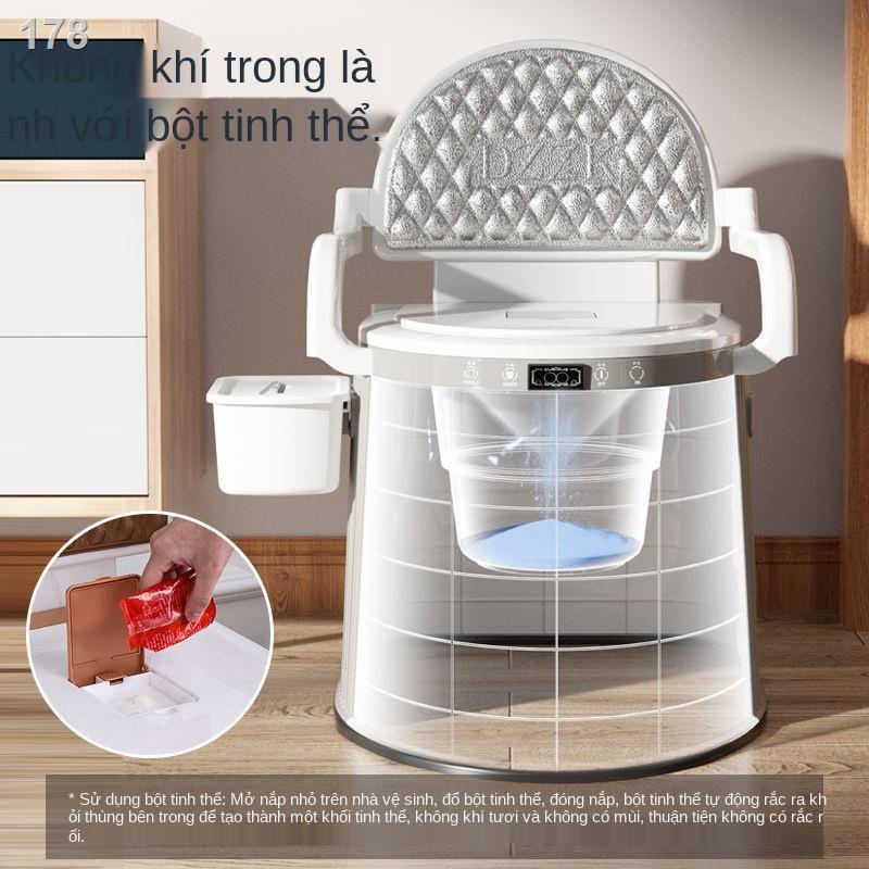 Bồn cầu di động cao cấp 2 chức năng cho người già, bà bầu , người bệnh tiện lợi chất liệu nhựa abs cao cấp có tay vịn đệm tựa lưng