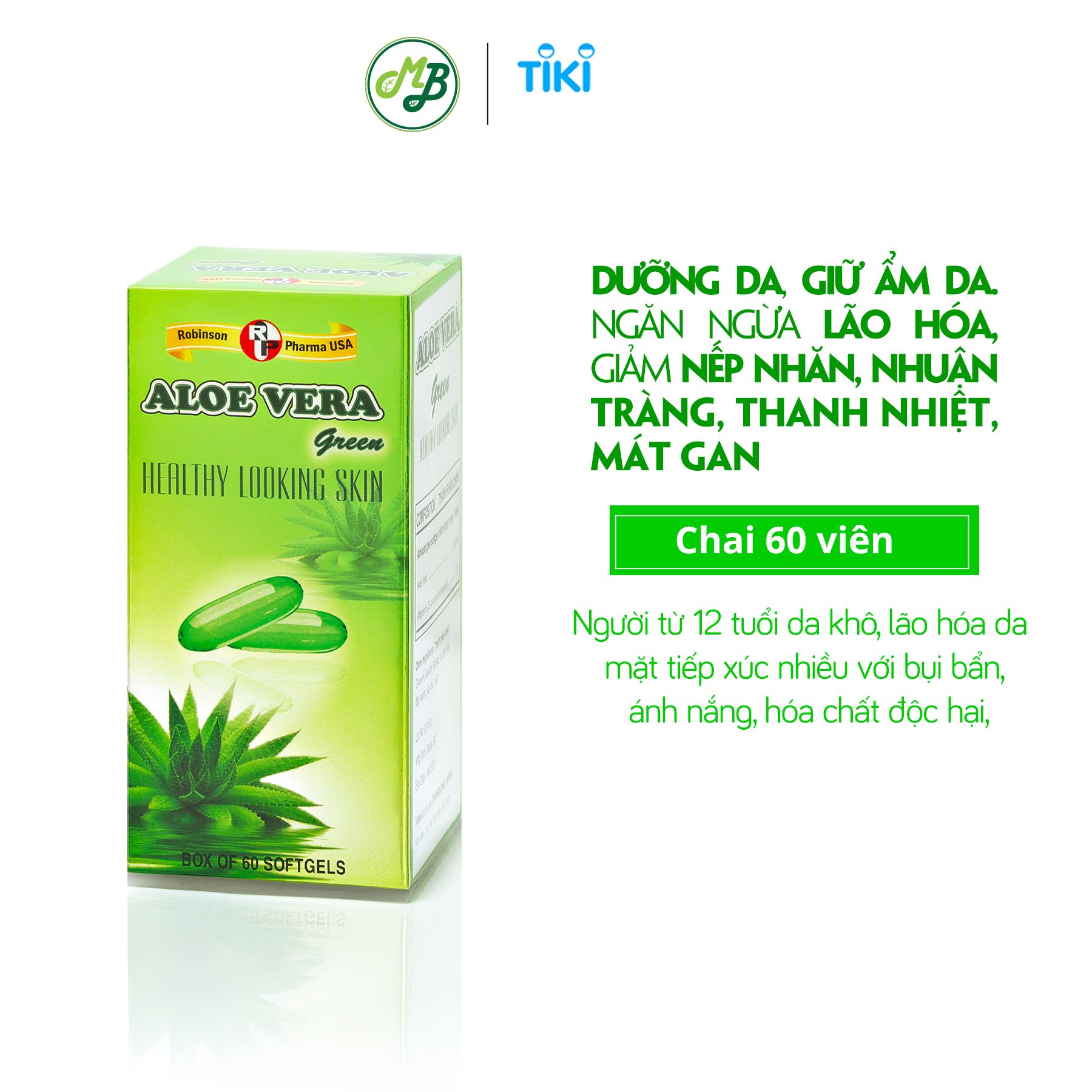 Viên uống tpcn  đẹp da,hỗ trợ giữ ẩm cho da,nhuận tràng - chai 60 viên