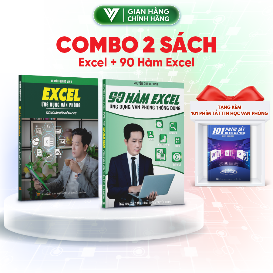 Combo 2 sách Excel và 90 Hàm Excel ĐÀO TẠO TIN HỌC Chuyên Ứng Dụng Văn Phòng Tặng Kèm Video Khóa Học