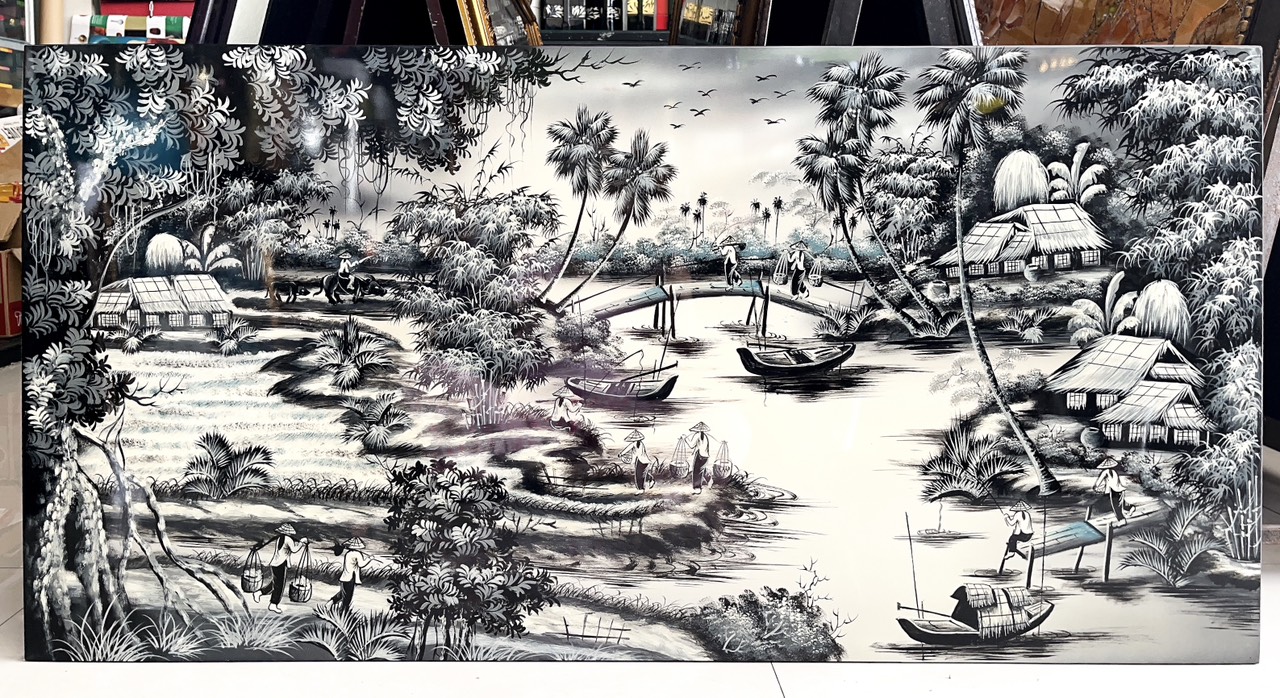 Tranh Sơn Mài - ĐỒNG QUÊ VIỆT NAM | Size 60x120 cm | Mộc Mạc – Bình Yên – Đậm Hồn Dân Tộc