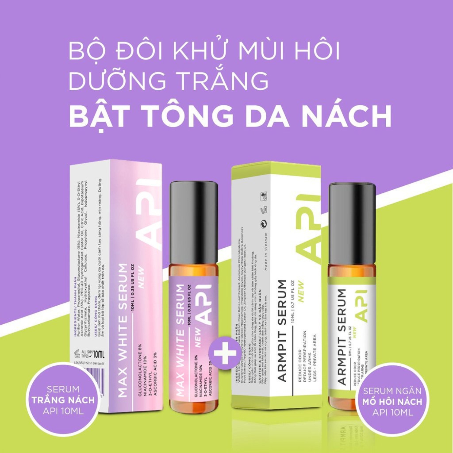 Lăn Khử Mùi Hôi Nách Api Son Giảm Thâm Serum Mee Natural Cho Nam Và Nữ 72h 10ml