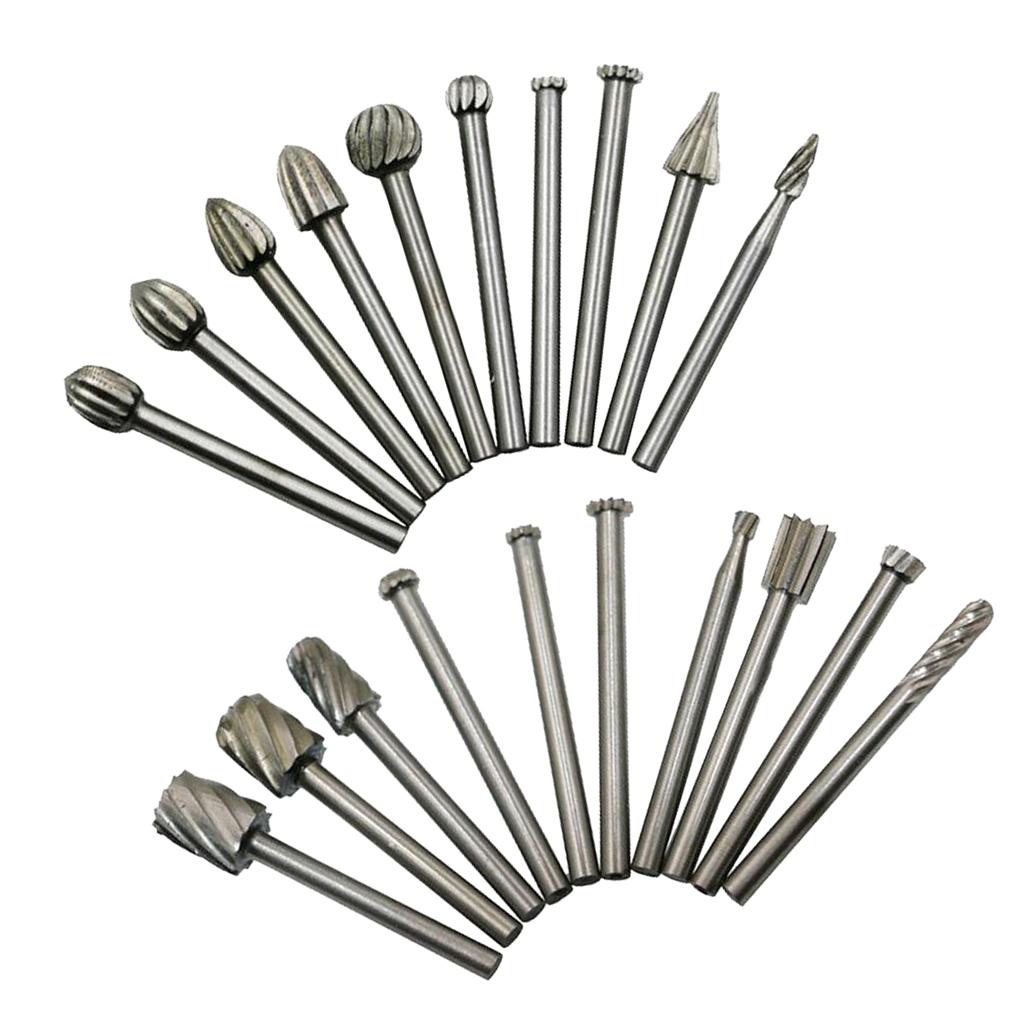20pcs HSS Steel Burr 3MM Shank Rotary Cutter File Set Die Grinder Drill Bit