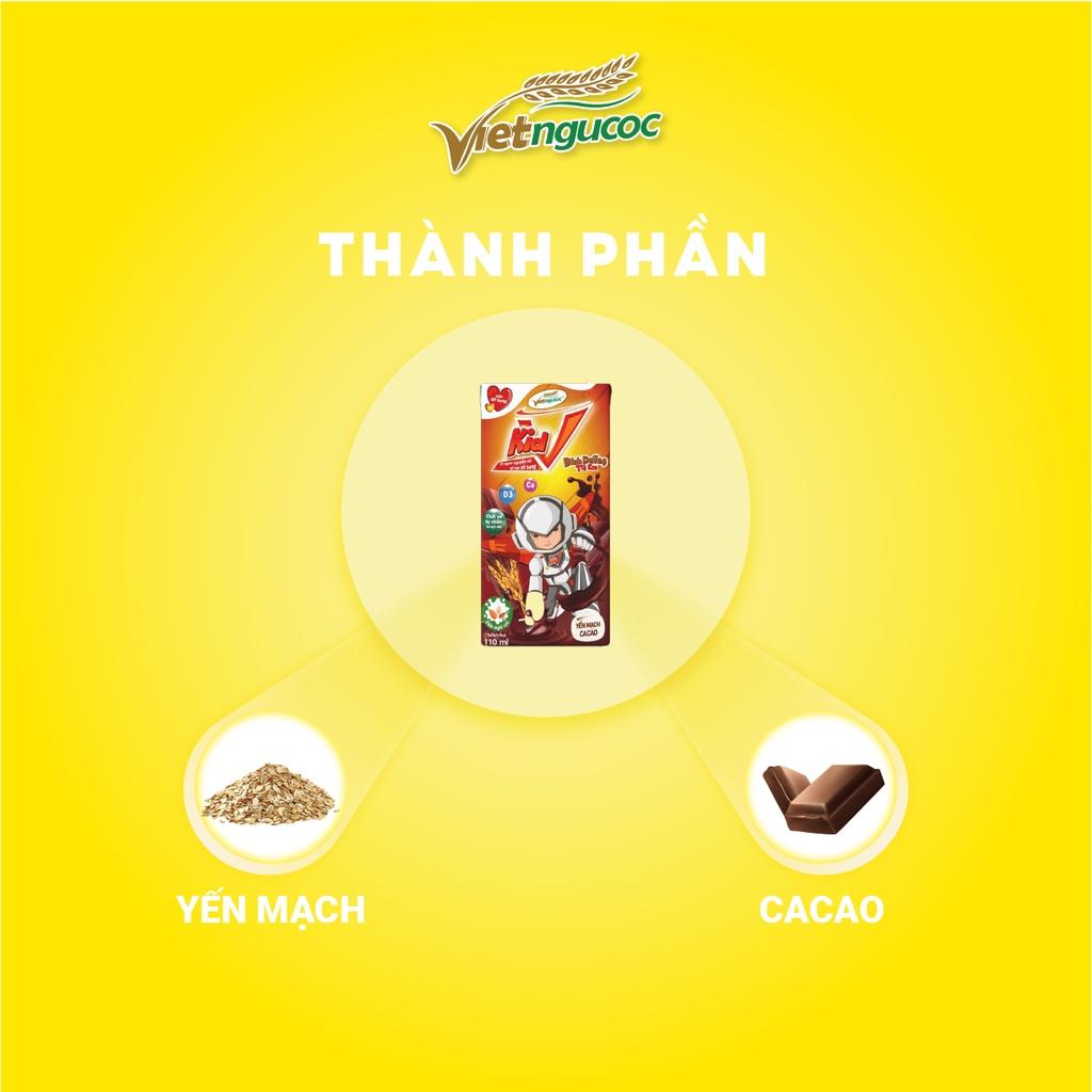 Thùng 48 Hộp Sữa Yến Mạch Vkid VIỆT NGŨ CỐC Cho Bé Thơm Ngon Hương Vị Cacao 110ml/Hộp