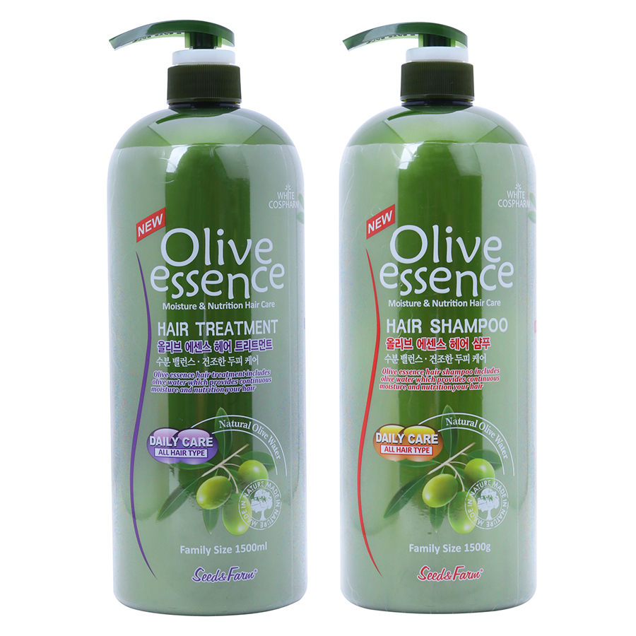 Combo Dầu Gội Và Dầu Xả Organia Seed &amp; Farm Olive Essence Hair (1500ml x 2 Chai)